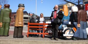 Fred with Friends and Statues in Saint John. © Sharon Lundahl