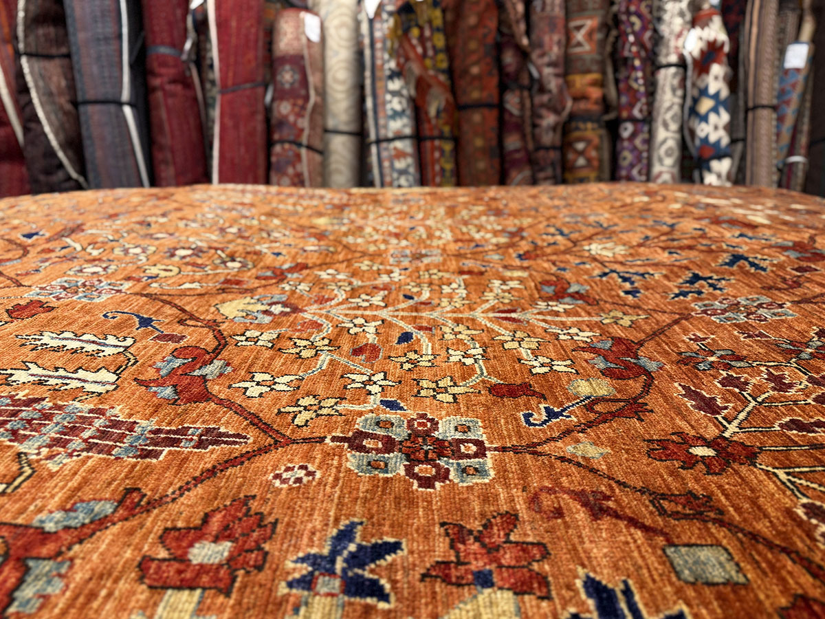 orange rug for how to clean a rug webpage How to clean a rug. Orange carpet at Music for the Eyes in Langley, WA.